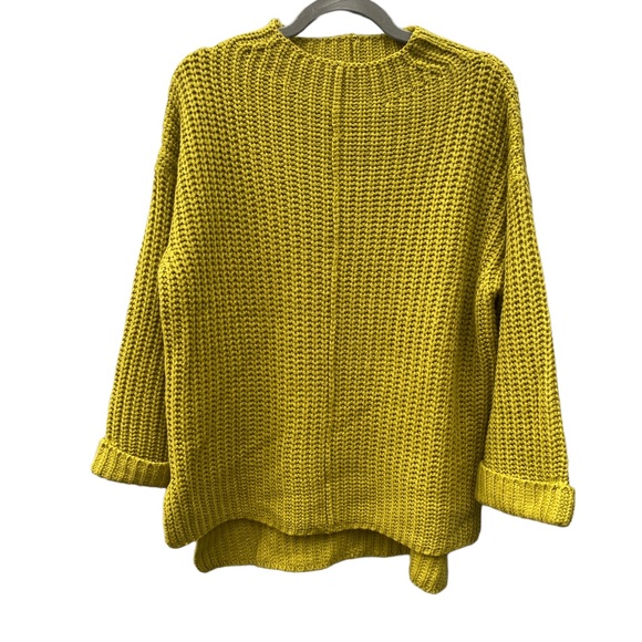 Listicle Ribbed Knit Chunky Green Mock Turtleneck 3/4 Sleeve Sweater - Picture 2 of 10